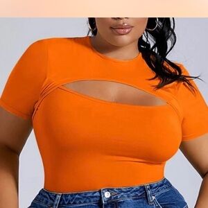 Orange Cut-Out Women's Top